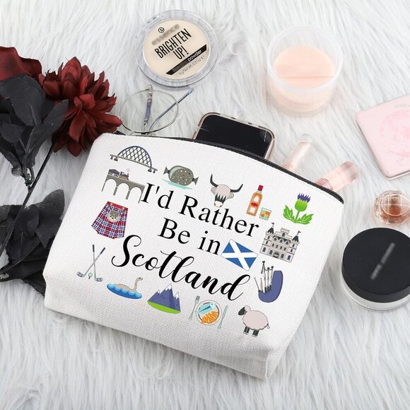 Scotland Trip Vacation Gift I'd Rather Be in Scotland Makeup Bag Scotland Pride - Picture 4 of 7